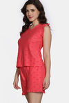 Zivame 2 Mile Fashion Sweetheart Diaries Knit Cotton Shorts Set - Rose of Sharon — thumbnail 3